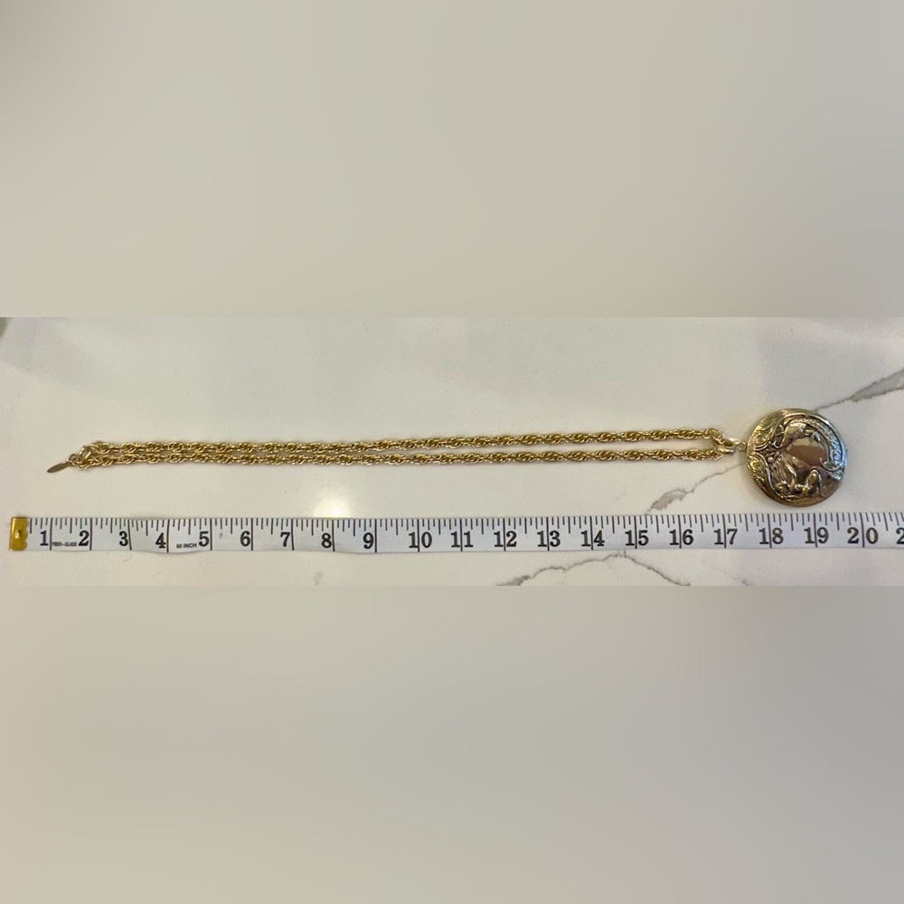 VTG Whiting & Davis Signed 70s Gold-Toned Oversized Mermaid Locket Necklace EUC - Picture 15 of 17